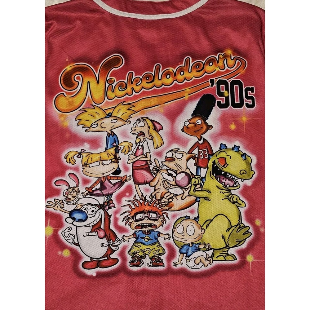 Vintage 90's NICKELODEON'S Characters PINK GRAPHS JERSEY size LARGE